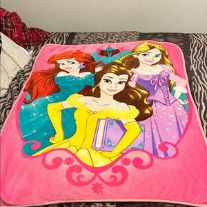 Disney Princess Blanket - Pink, Yellow, Purple